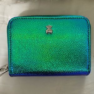 Tous Iridescent Green Zip Around Wallet